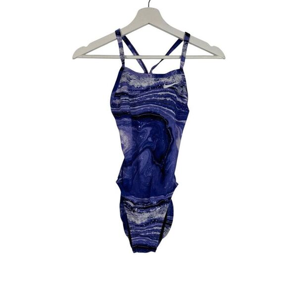 Nike Hydrastrong Crystal Wave Print Women’s One Piece Purple size 2 - Picture 3 of 7